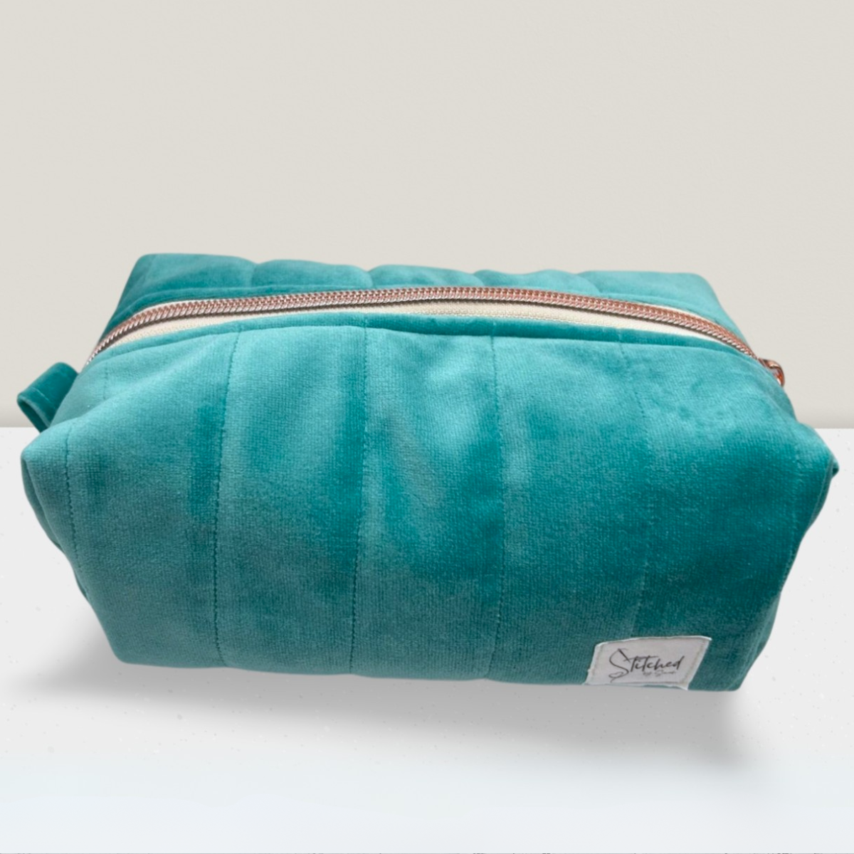 Meadow Bloom Quilted Velvet Makeup Bag - Medium