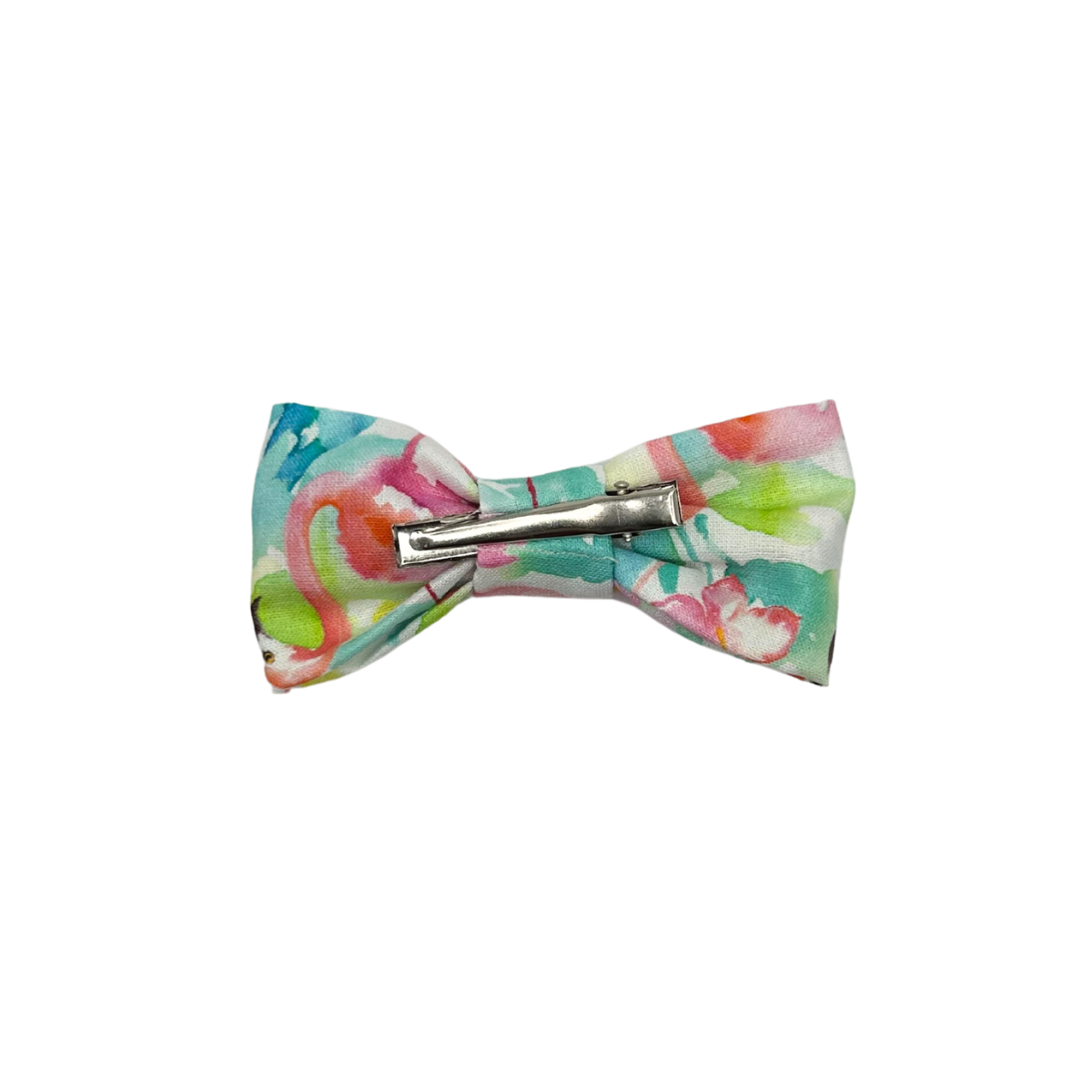 Flaminglow Bow – Watercolour Flamingo Hair Bow in Tropical Hues - Bow Back