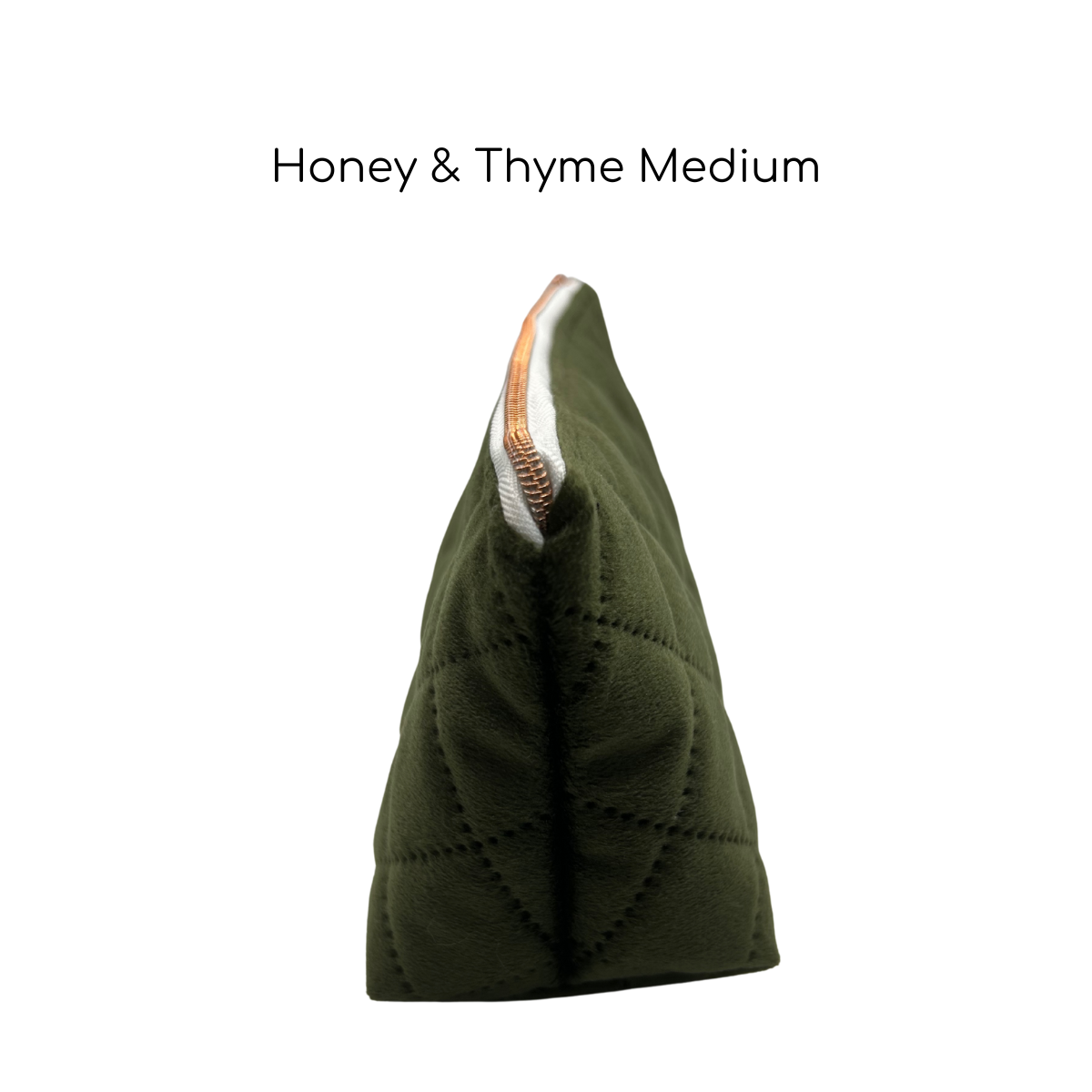 Honey & Thyme - Olive Quilted Velvet Makeup Pouches