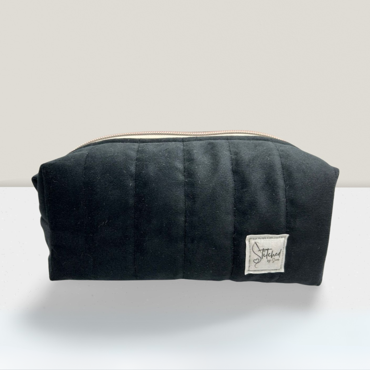 Midnight Luxe Quilted Velvet Makeup Bag - Medium