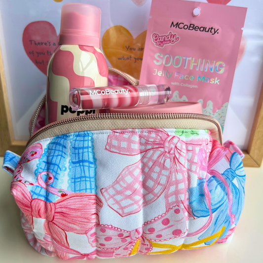 Bowtastic Quilted Makeup Bag - Medium