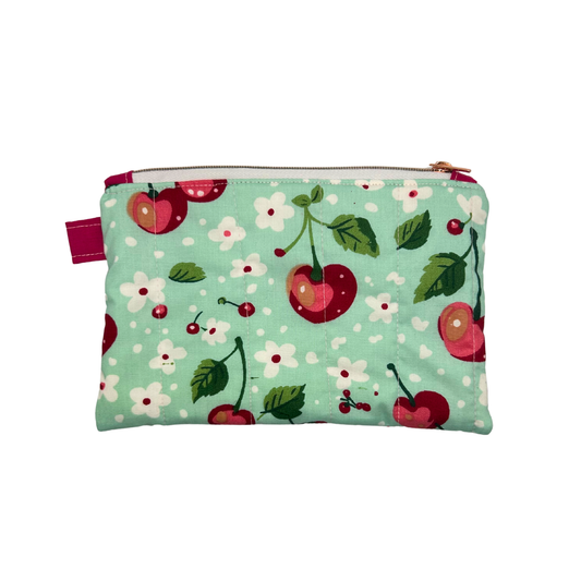 Cherry Mint Quilted Essentials Pouch