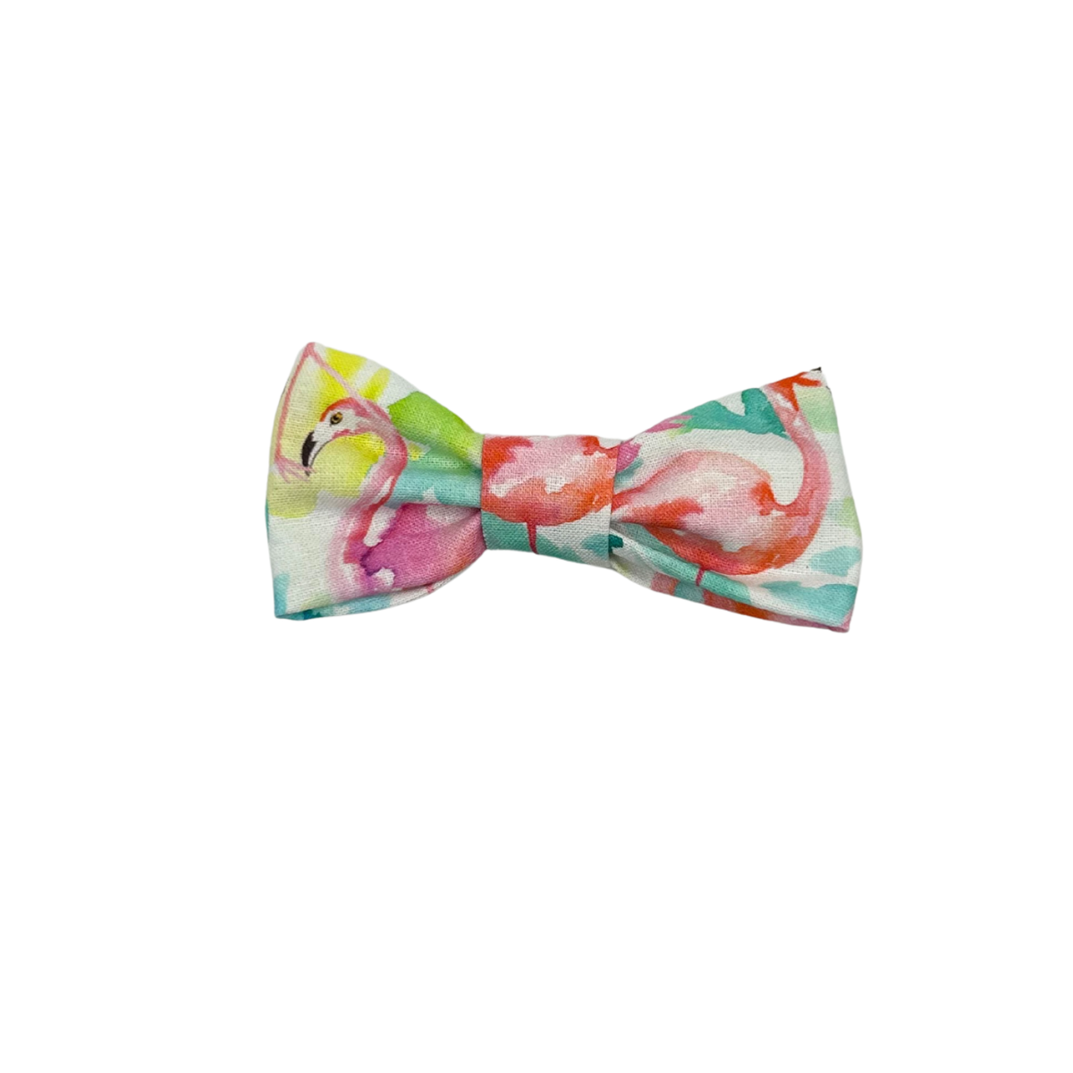 Flaminglow Bow – Watercolour Flamingo Hair Bow in Tropical Hues - Bow Front