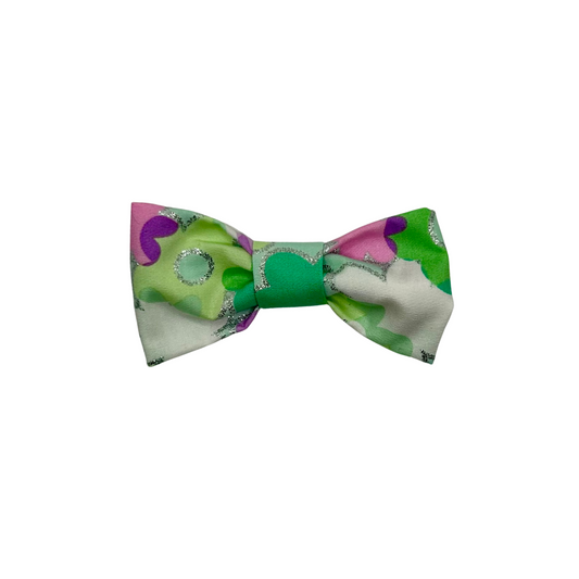 Glitter Bloom – Mint, Purple & Pink Girls Hair Bow with Silver Glitter
