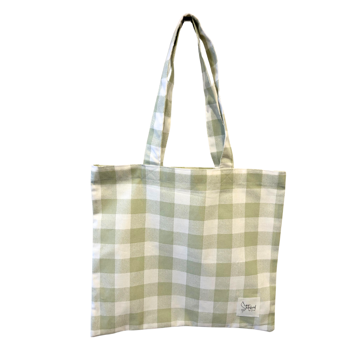 Lottie – Sage Gingham Basic Tote