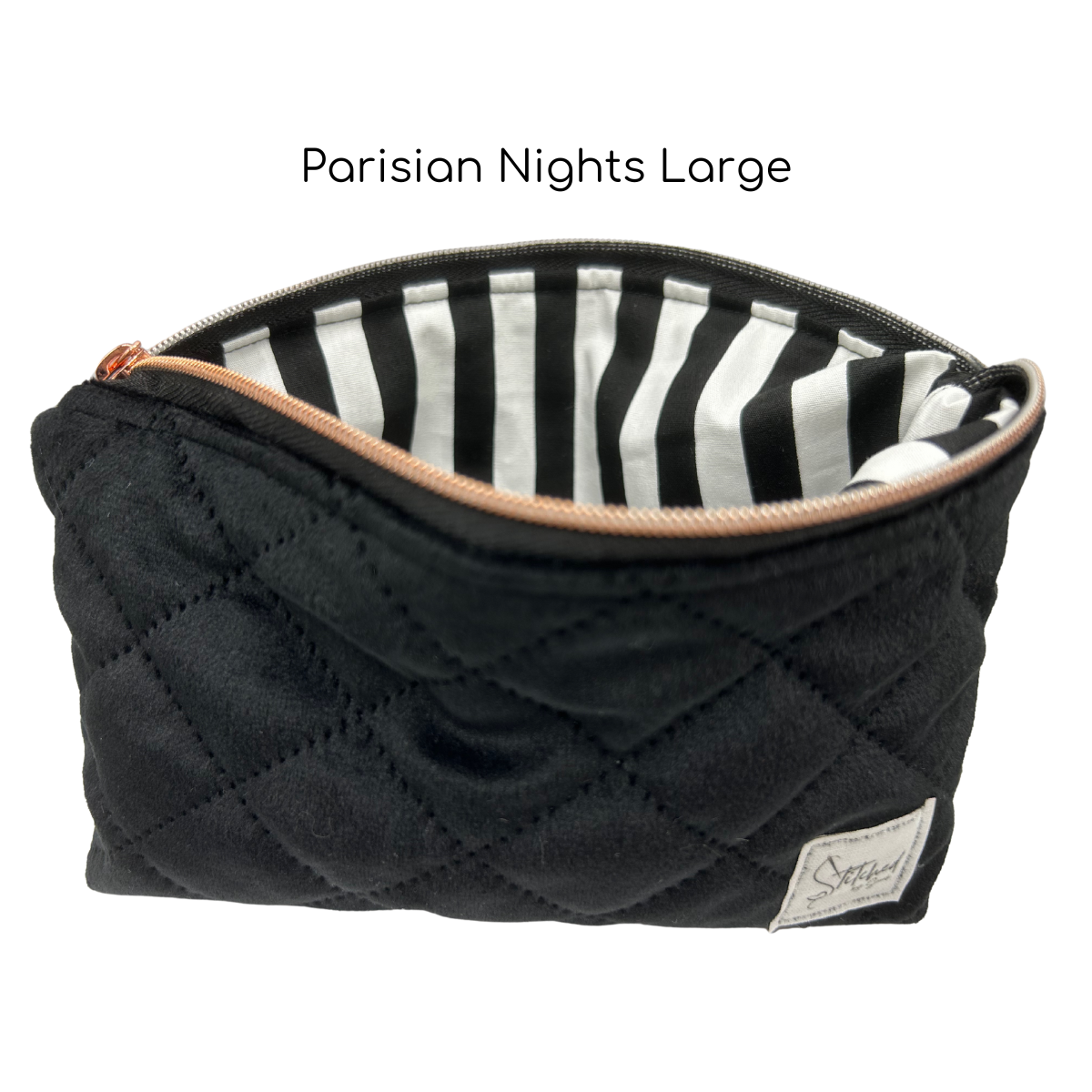 Parisian Nights - Black Quilted Velvet Makeup Pouches