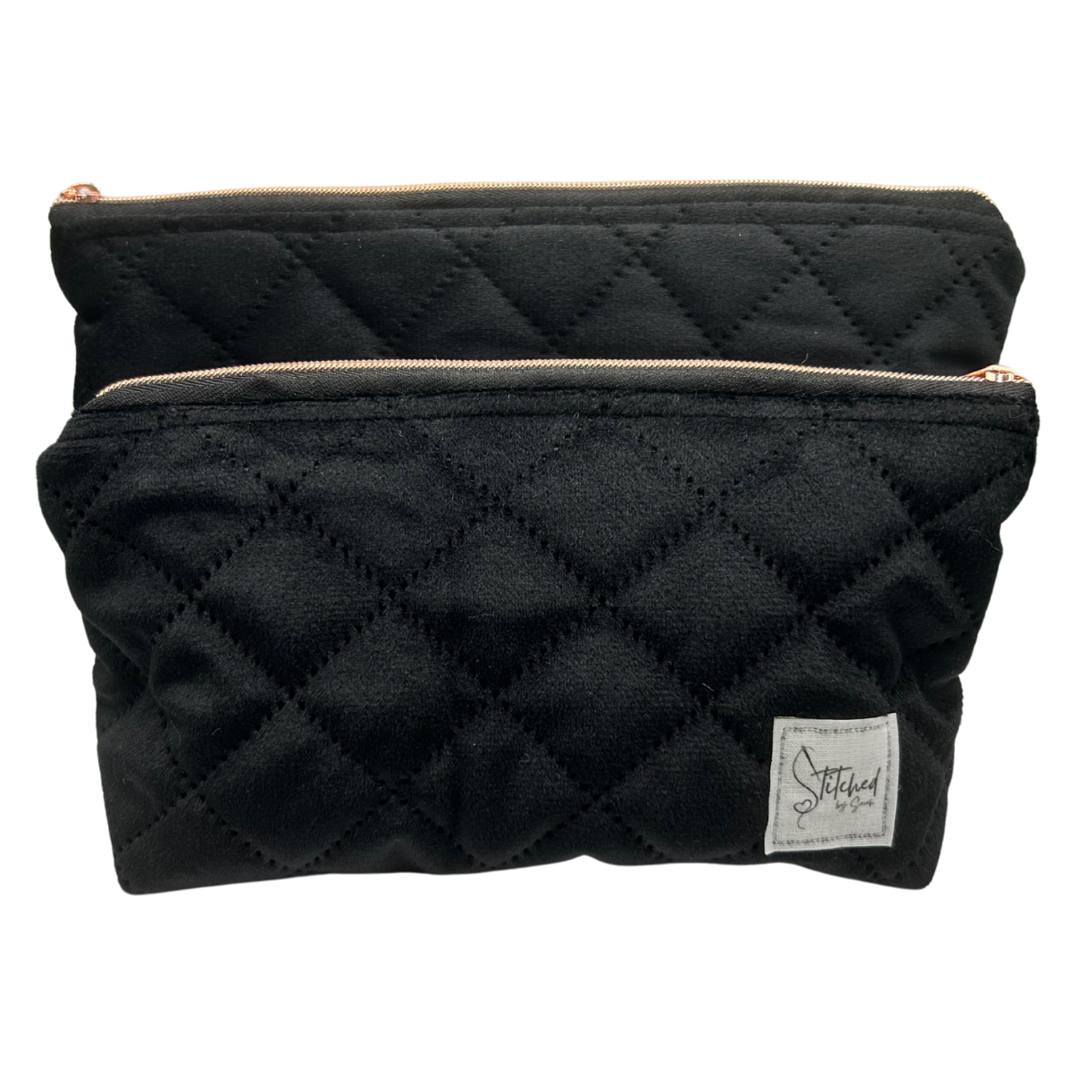 Parisian Nights - Black Quilted Velvet Makeup Pouches