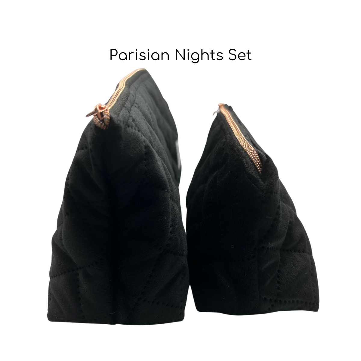 Parisian Nights - Black Quilted Velvet Makeup Pouches