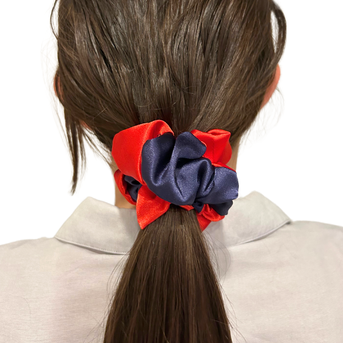 Red/Navy School Scrunchies