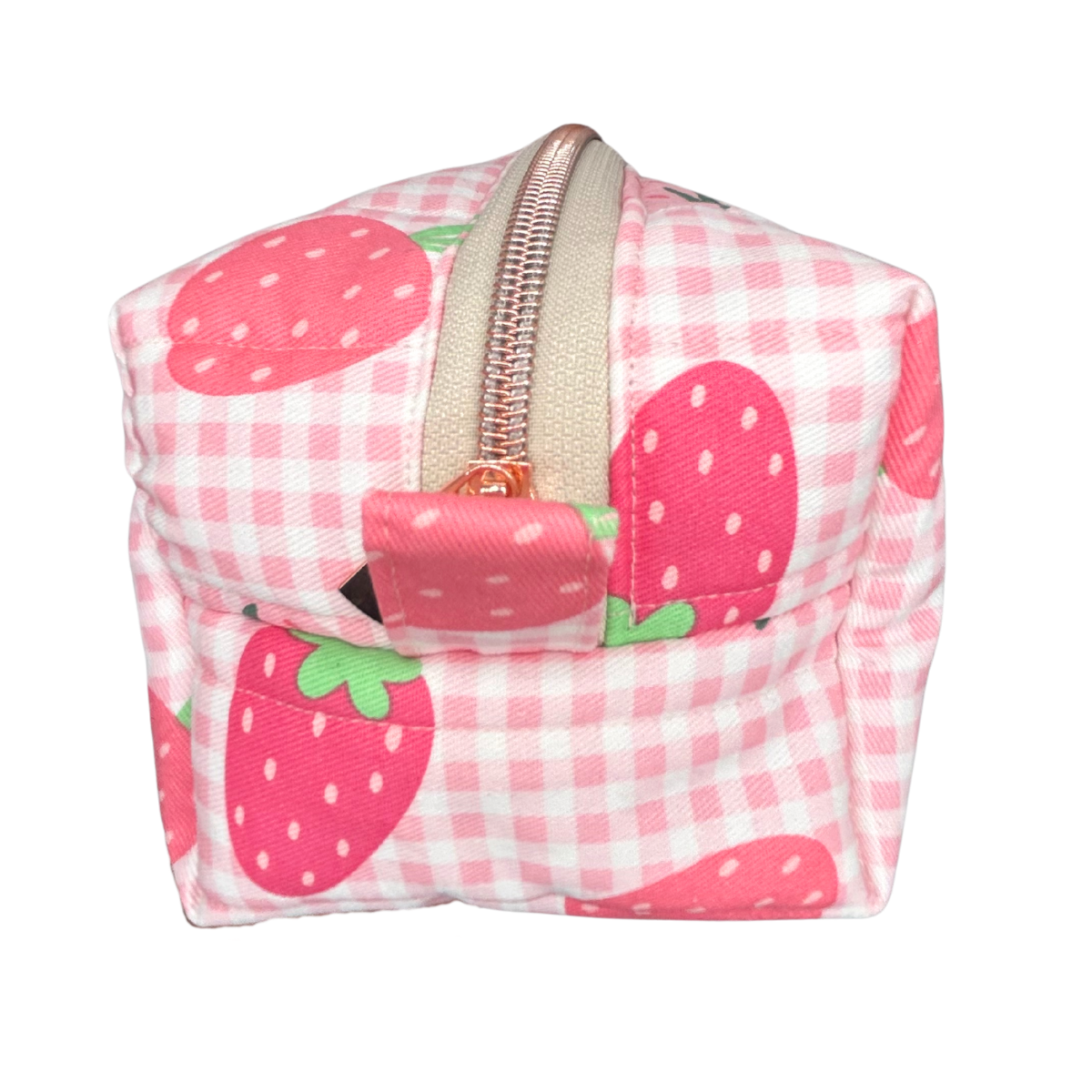 Strawberry Picnic Quilted Makeup Bag - Medium