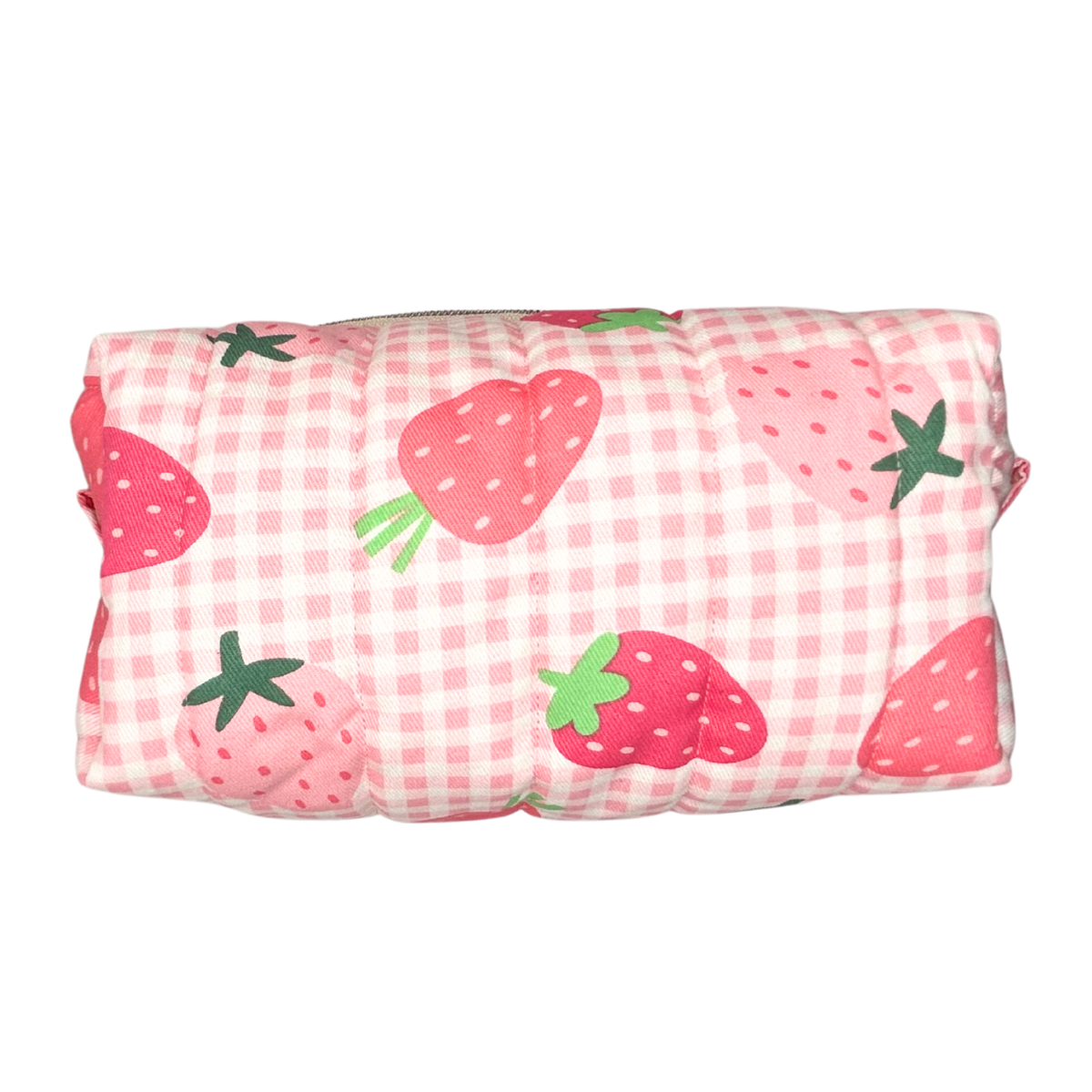 Strawberry Picnic Quilted Makeup Bag - Medium
