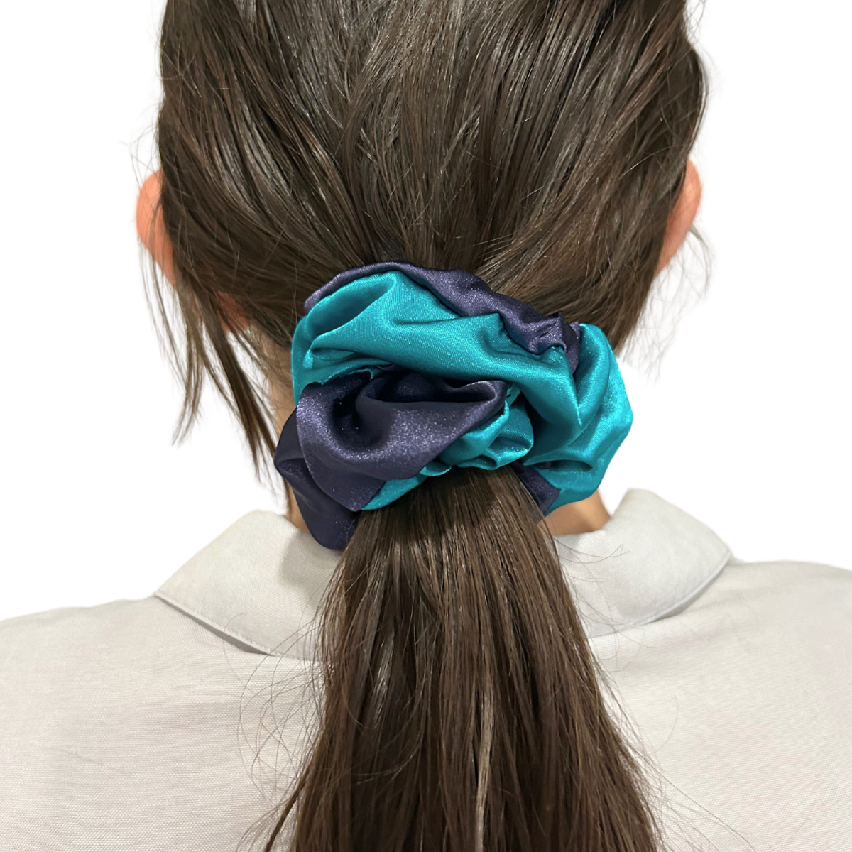 Teal/Navy School Scrunchies