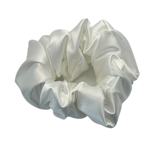 XL Satin Scrunchie White