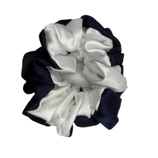 White/Navy School Scrunchies